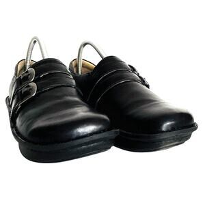 Allegria Blk Leather Ali Burnish Dbl Buckle Sz 8.5 Eu 39 Professional Career Clo